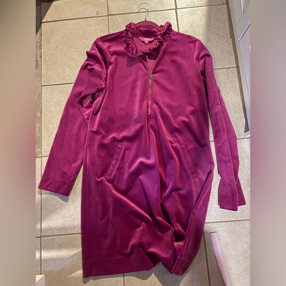 Lilly Pulitzer Vibrant Magenta Velour Popover Dress